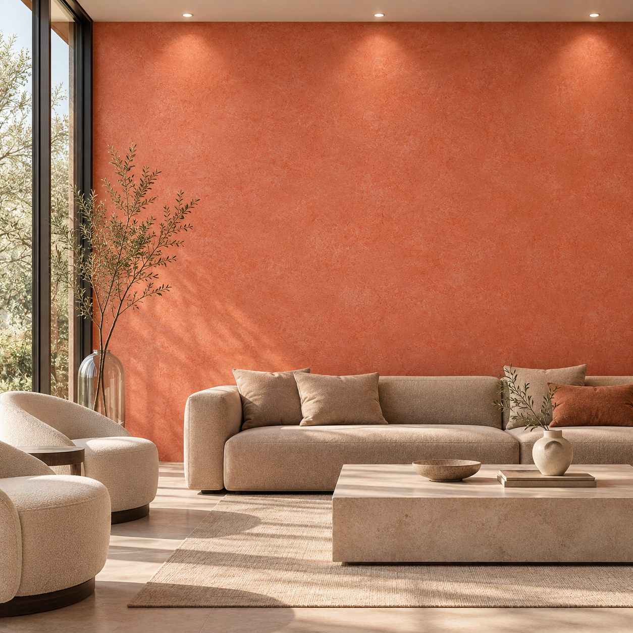 Warm Terracotta Orange Fine Trowel Plaster Texture 2