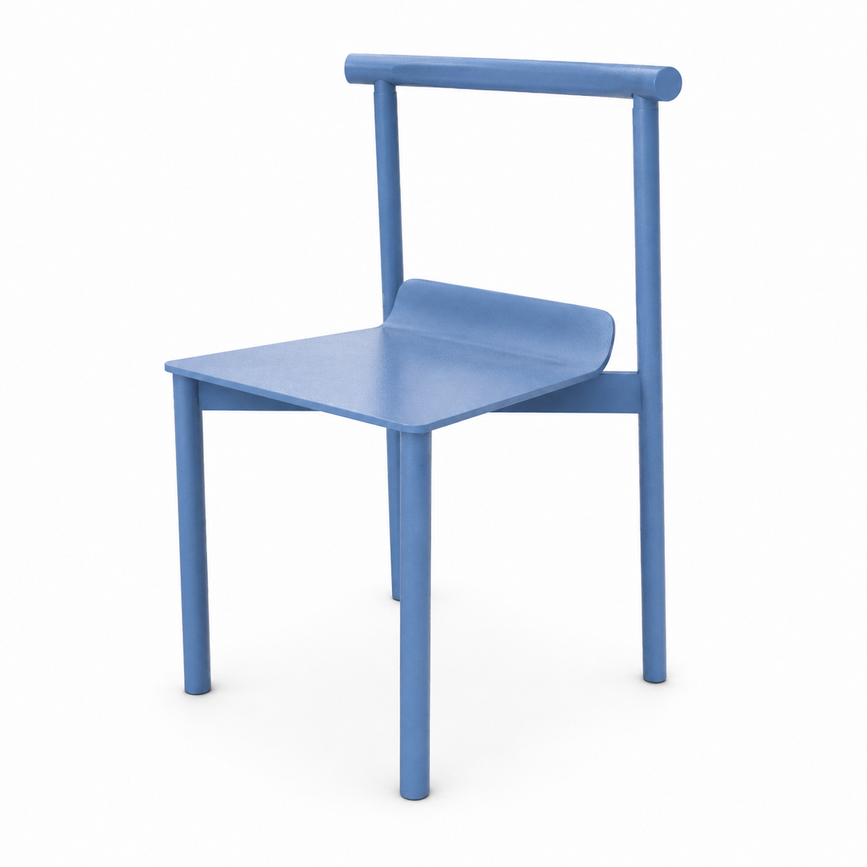 Powder Blue Plastic Chair – Curved Open Back 3D Model 3