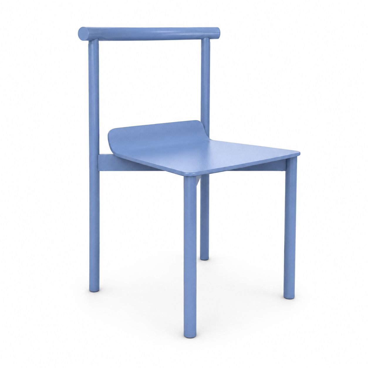 Powder Blue Plastic Chair – Curved Open Back 3D Model 1