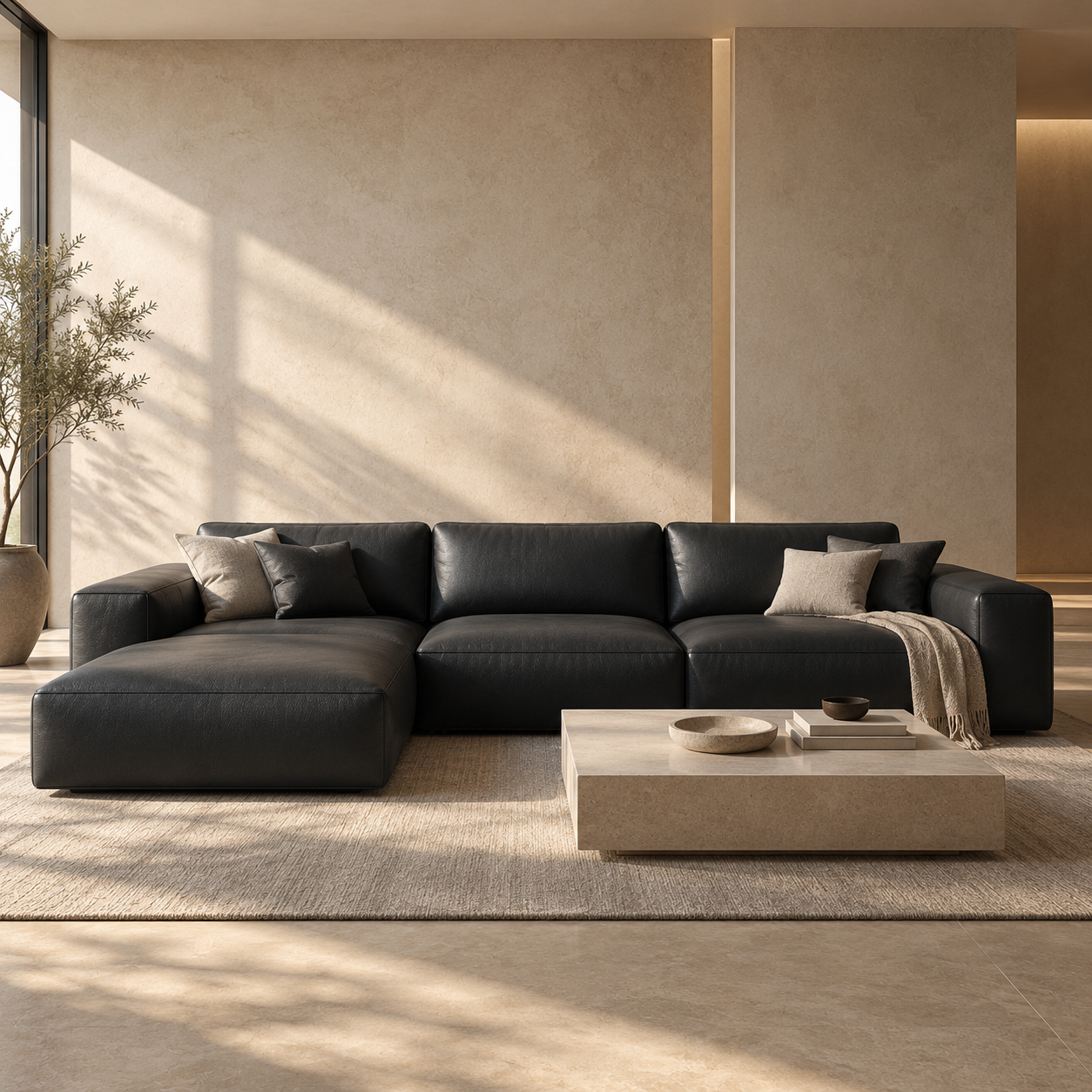 Black Fine Grain Leather Texture 2