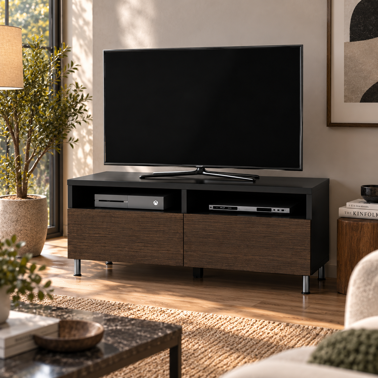 Modern TV Console Set with Three Cabinet Variants 3D Model 5
