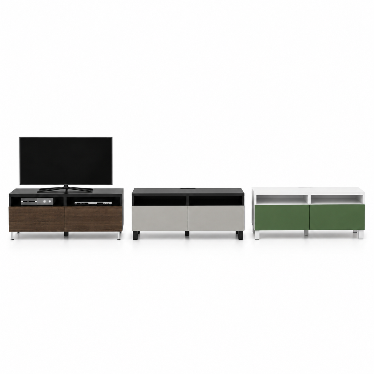 Modern TV Console Set with Three Cabinet Variants 3D Model 2