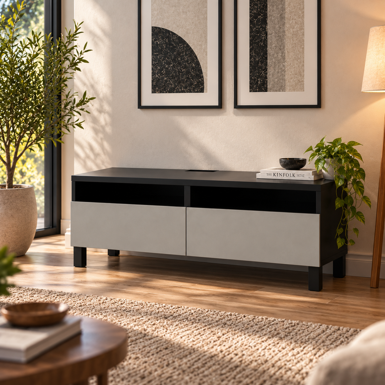 Modern TV Console Set with Three Cabinet Variants 3D Model 7