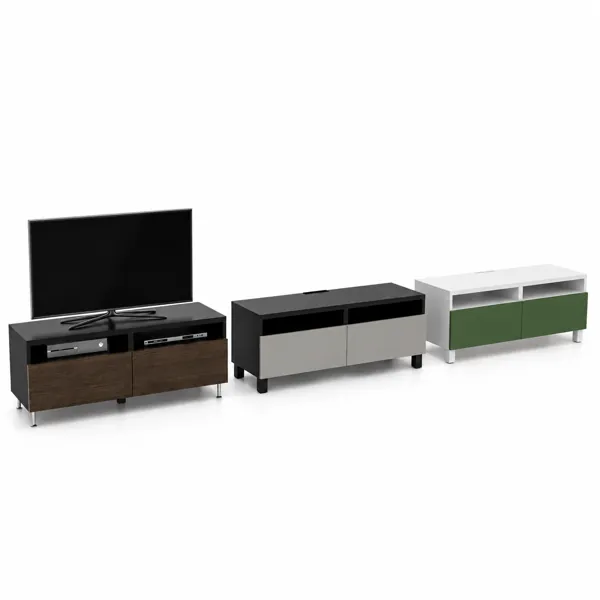 Modern TV Console Set with Three Cabinet Variants 3D Model