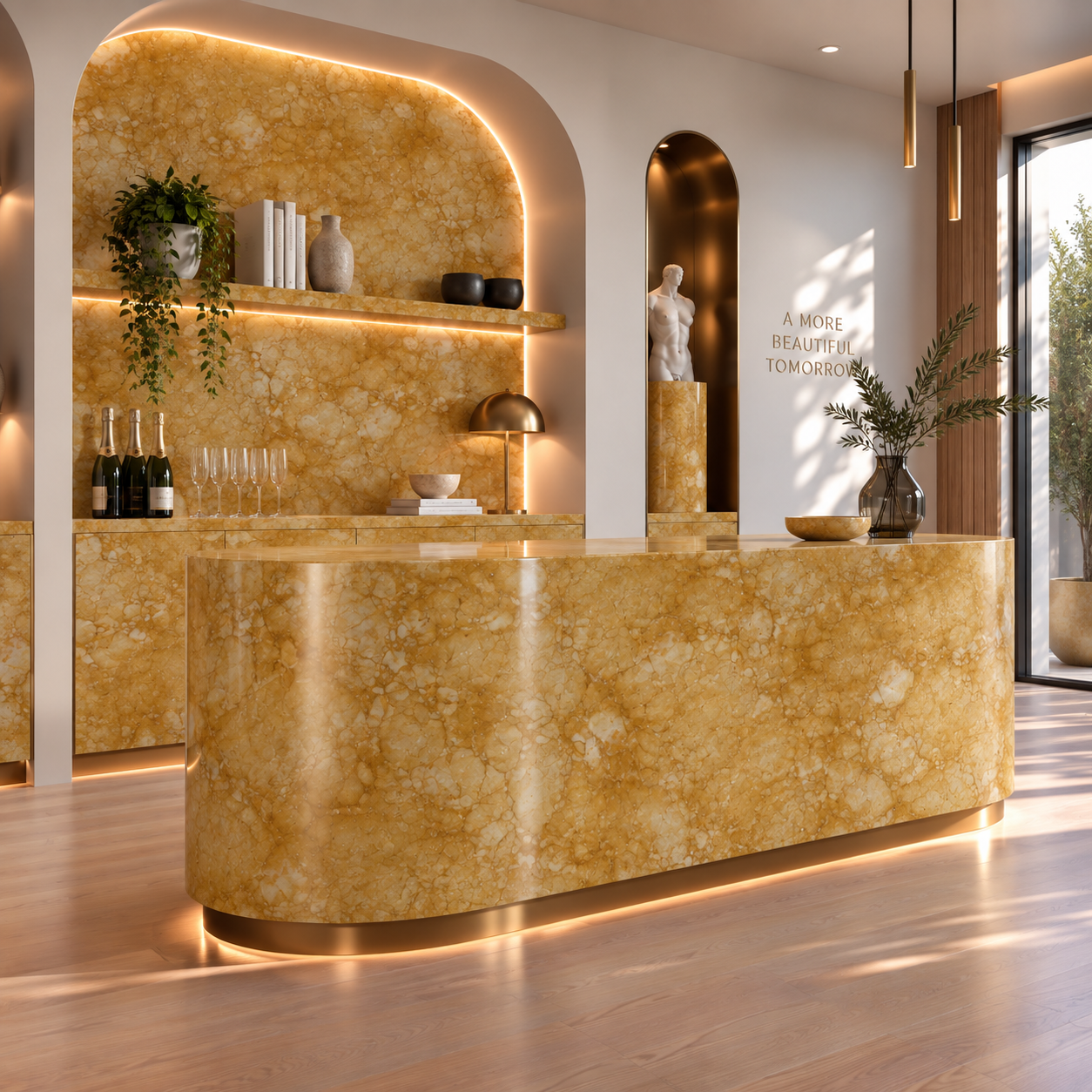 Golden Amber Cloud Vein Marble Texture 2