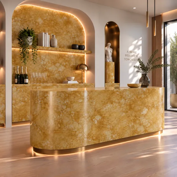 Golden Amber Cloud Vein Marble Texture back