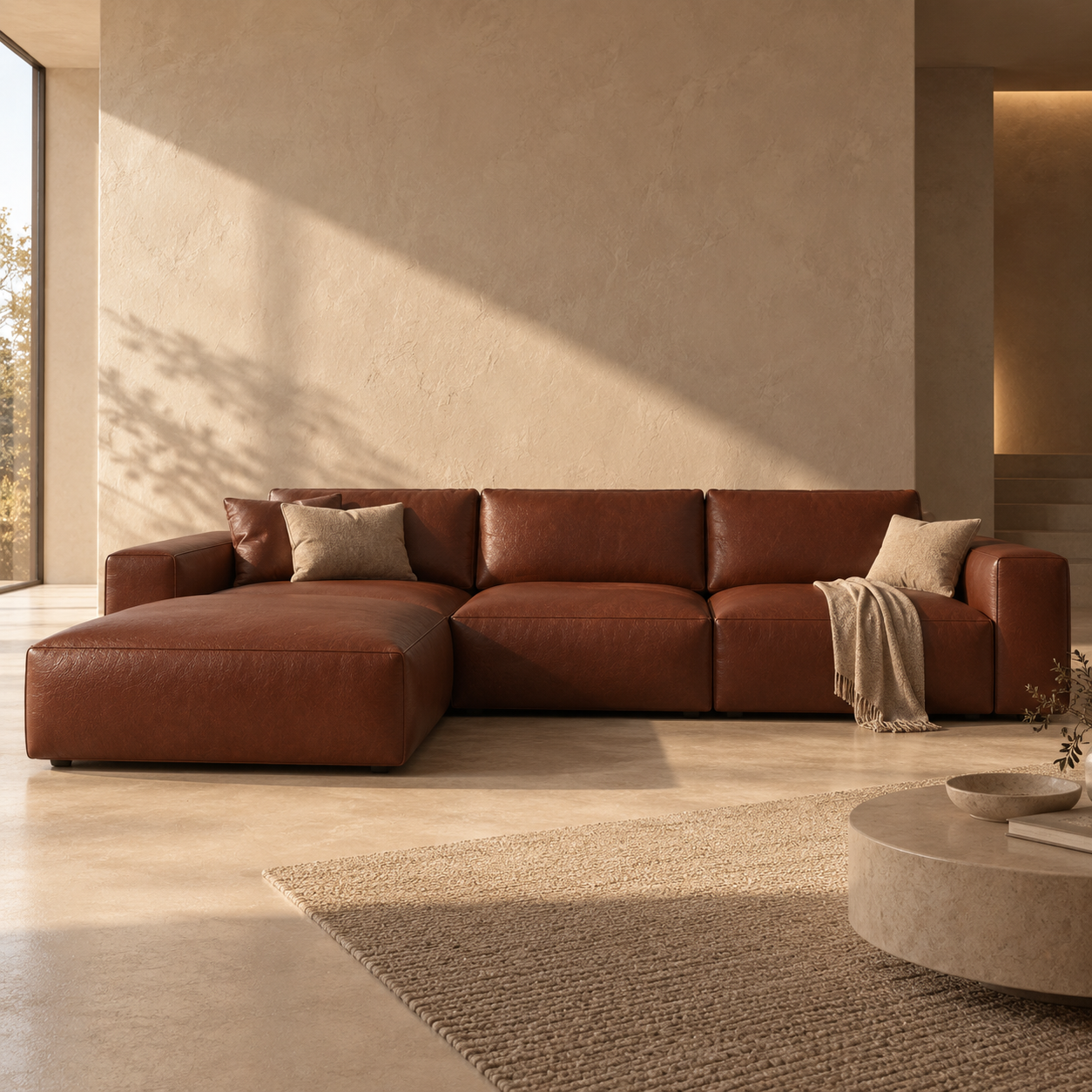 Warm Reddish Brown Fine Grain Leather Texture 2