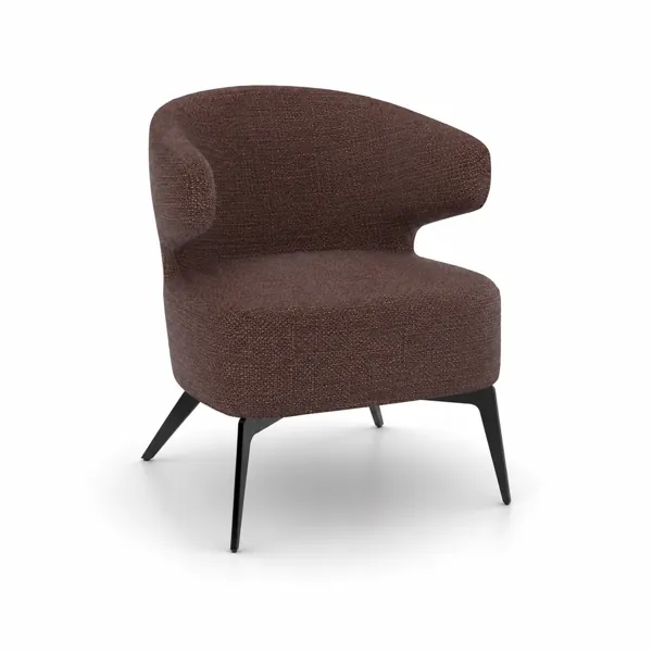 Gray Upholstered Armchair – Open Back & Black Splayed Legs 3D Model