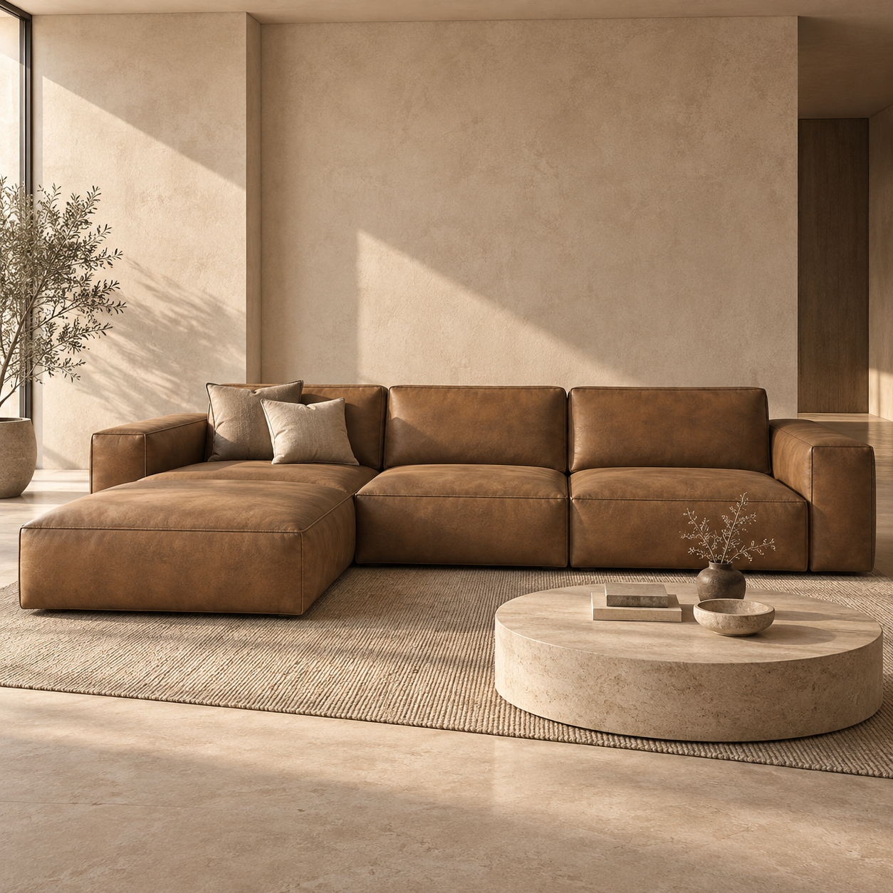 Warm Cognac Fine Grain Leather Texture 2