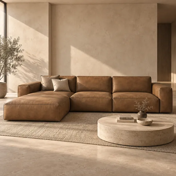 Warm Cognac Fine Grain Leather Texture back