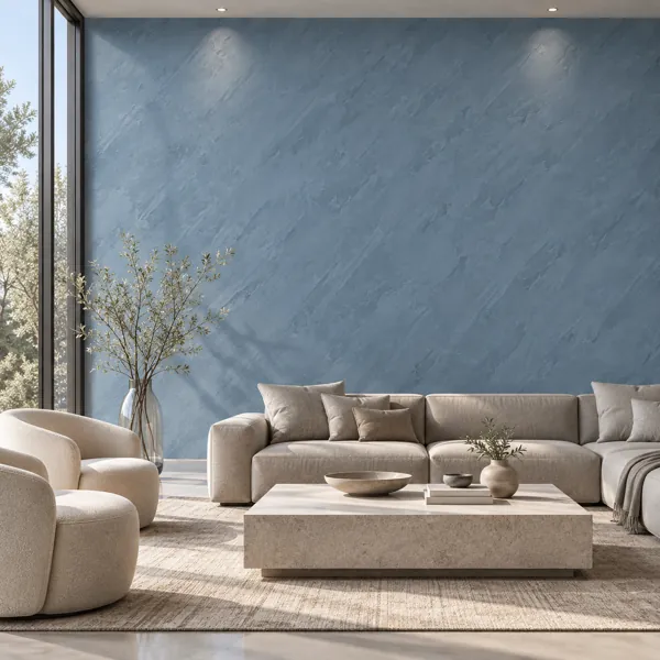 Dusty Blue Diagonal Trowel Plaster Texture back