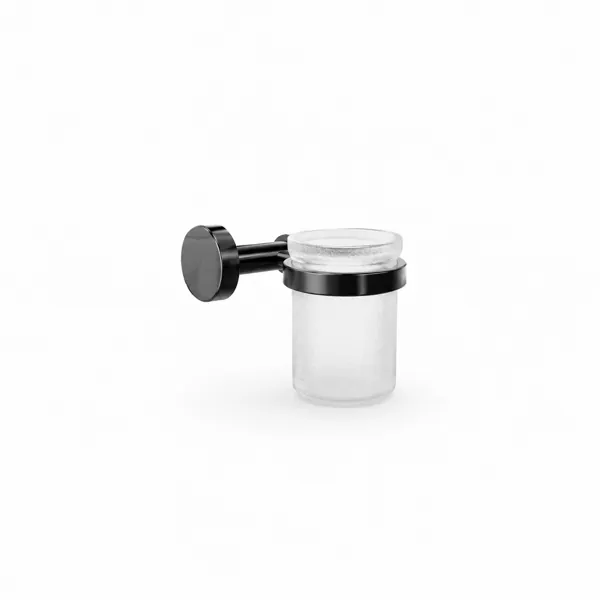 Frosted Glass Bathroom Tumbler – Black Metal Wall Mount 3D Model