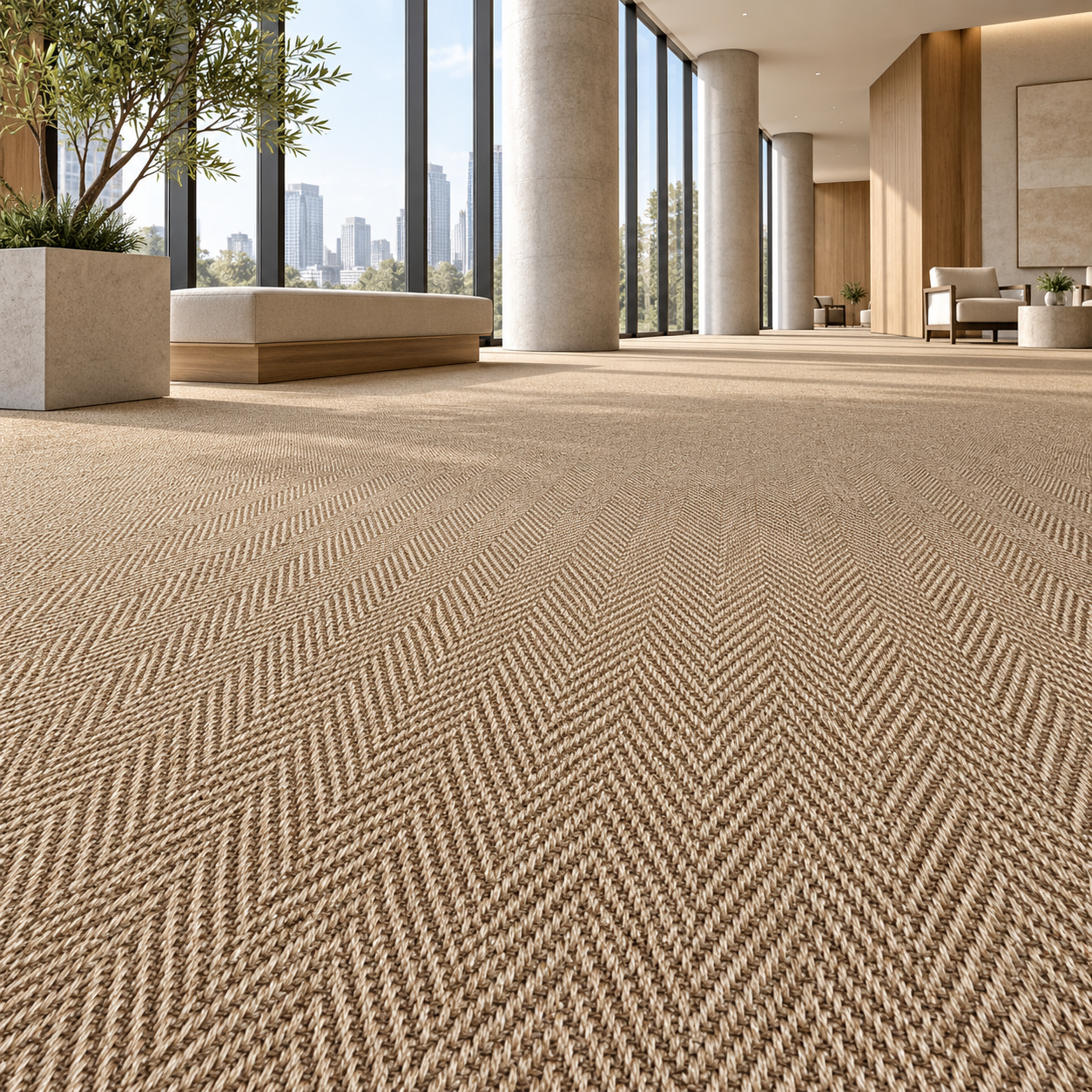 Warm Brown Herringbone Woven Carpet Texture 2
