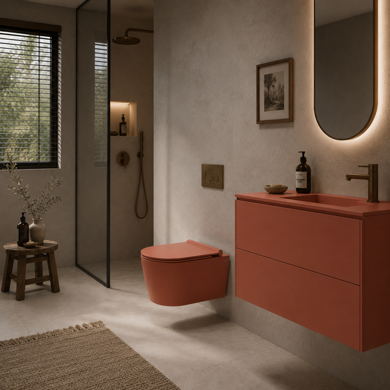 Coral Orange Toilet – Rounded Compact Profile 3D Model 3