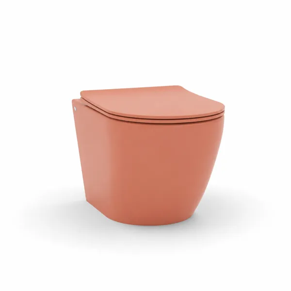 Coral Orange Toilet – Rounded Compact Profile 3D Model