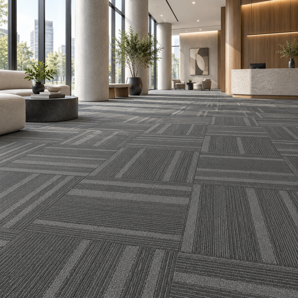 Dark Gray Linear Tile Pattern Carpet Texture 2