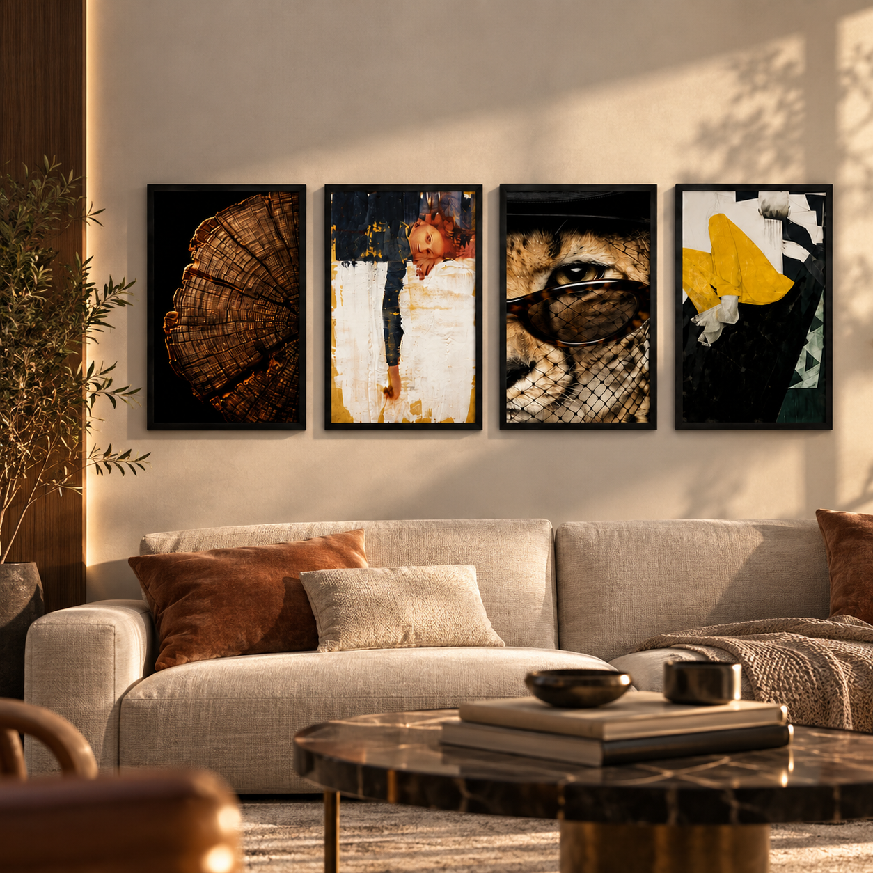 Black Frame Eclectic Art Quartet 3D Model 4