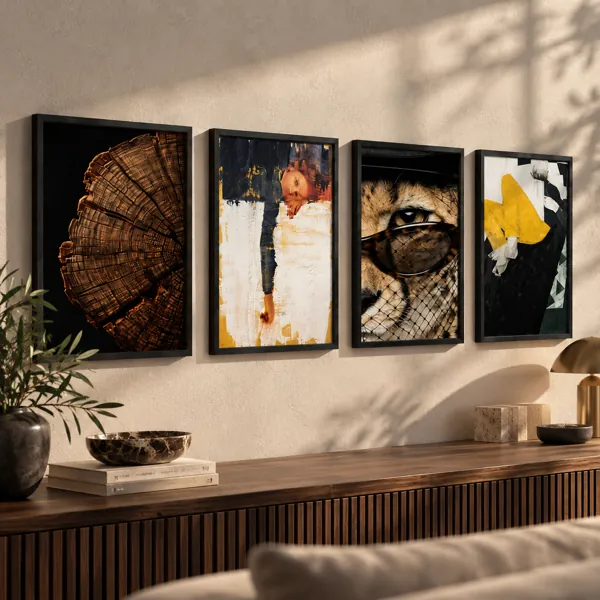Black Frame Eclectic Art Quartet 3D Model back