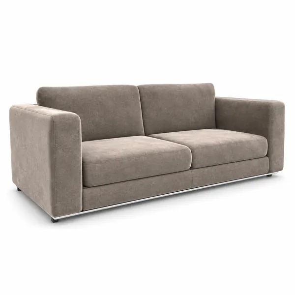 Warm Taupe Sofa – Slim Silver Metal Base 3D Model