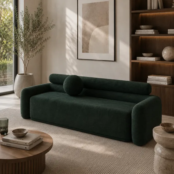 Deep Green Bolster Back Minimalist Sofa back