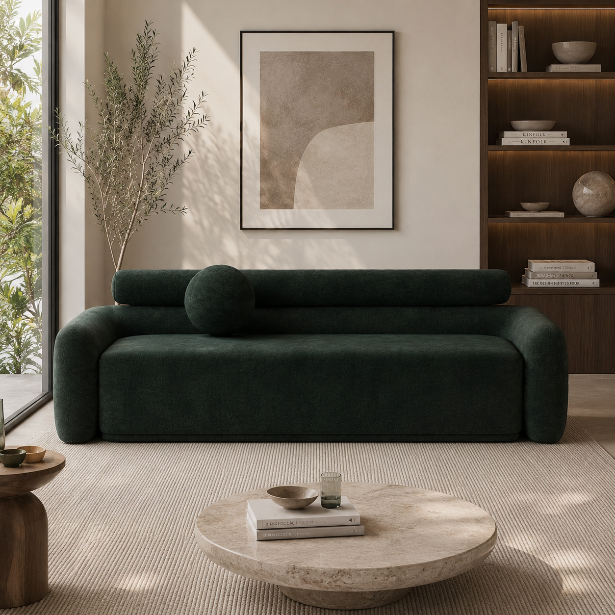 Deep Green Bolster Back Minimalist Sofa 4
