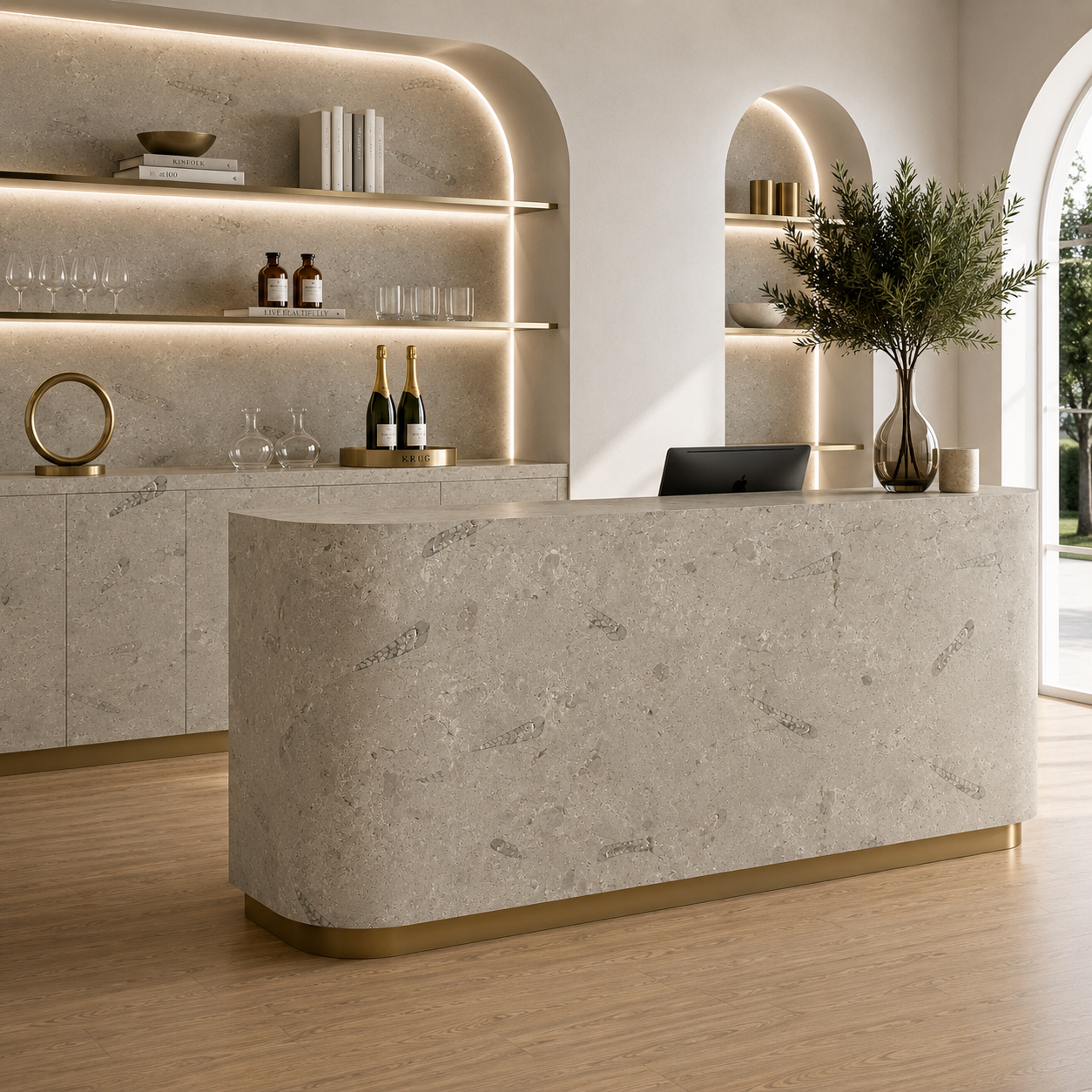Shell Pattern Light Beige Fossil Marble Texture 2
