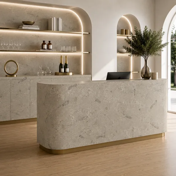 Shell Pattern Light Beige Fossil Marble Texture back