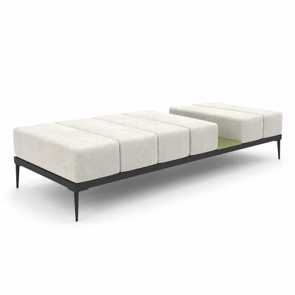 Ivory Modular Bench – Black Frame with Green Shelf 3D Model