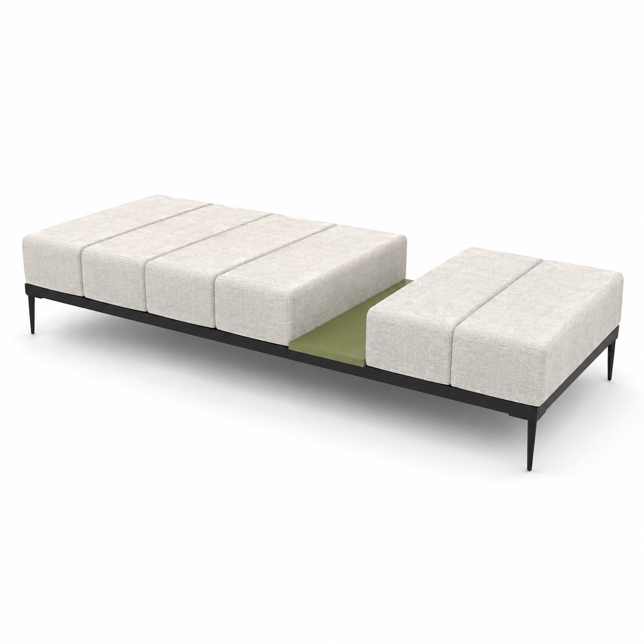 Ivory Modular Bench – Black Frame with Green Shelf 3D Model 3
