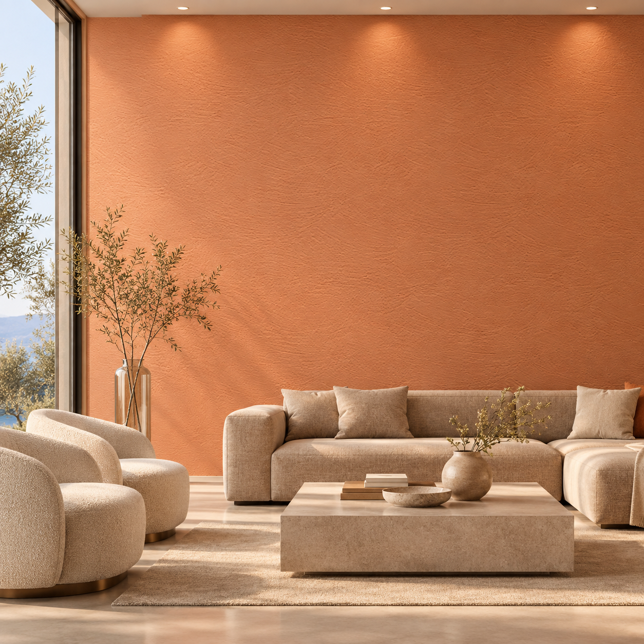 Warm Terracotta Orange Arc Plaster Texture 2