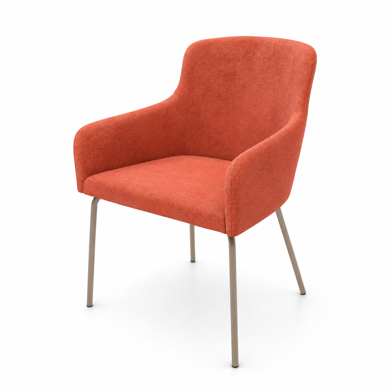 Coral Orange Upholstered Armchair 3D Model 3