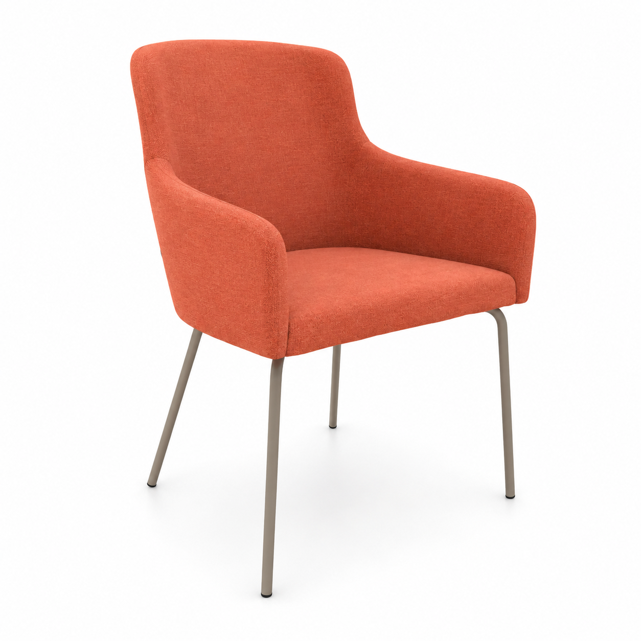 Coral Orange Upholstered Armchair 3D Model 1