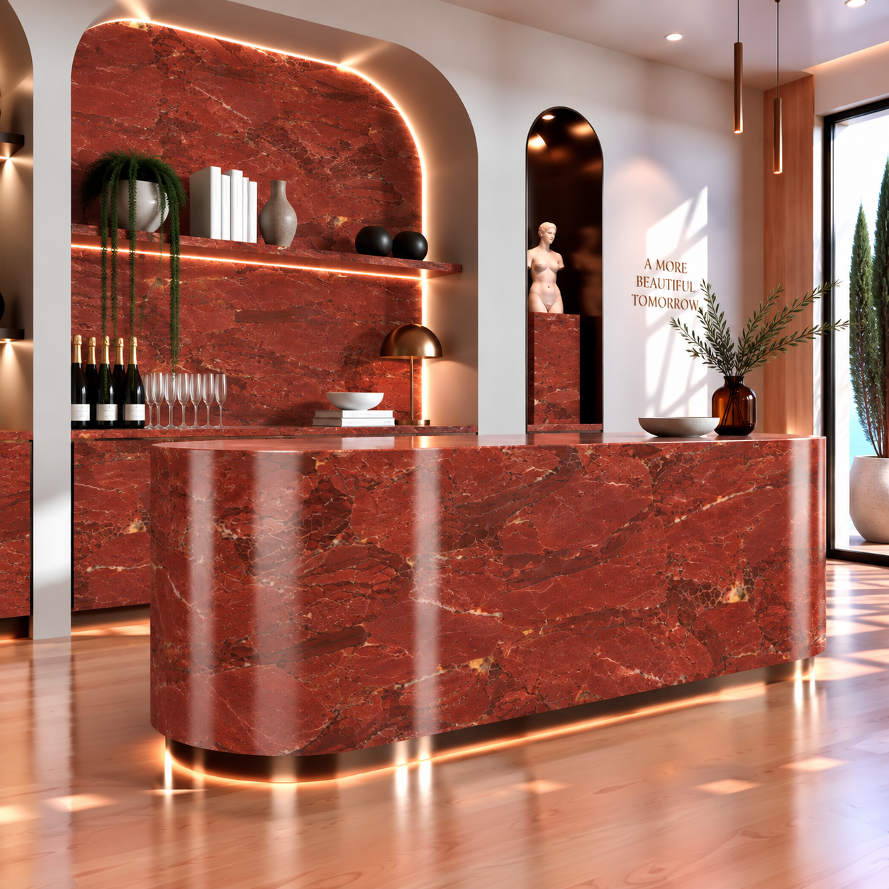 Deep Red Fractured Breccia Marble Texture 2