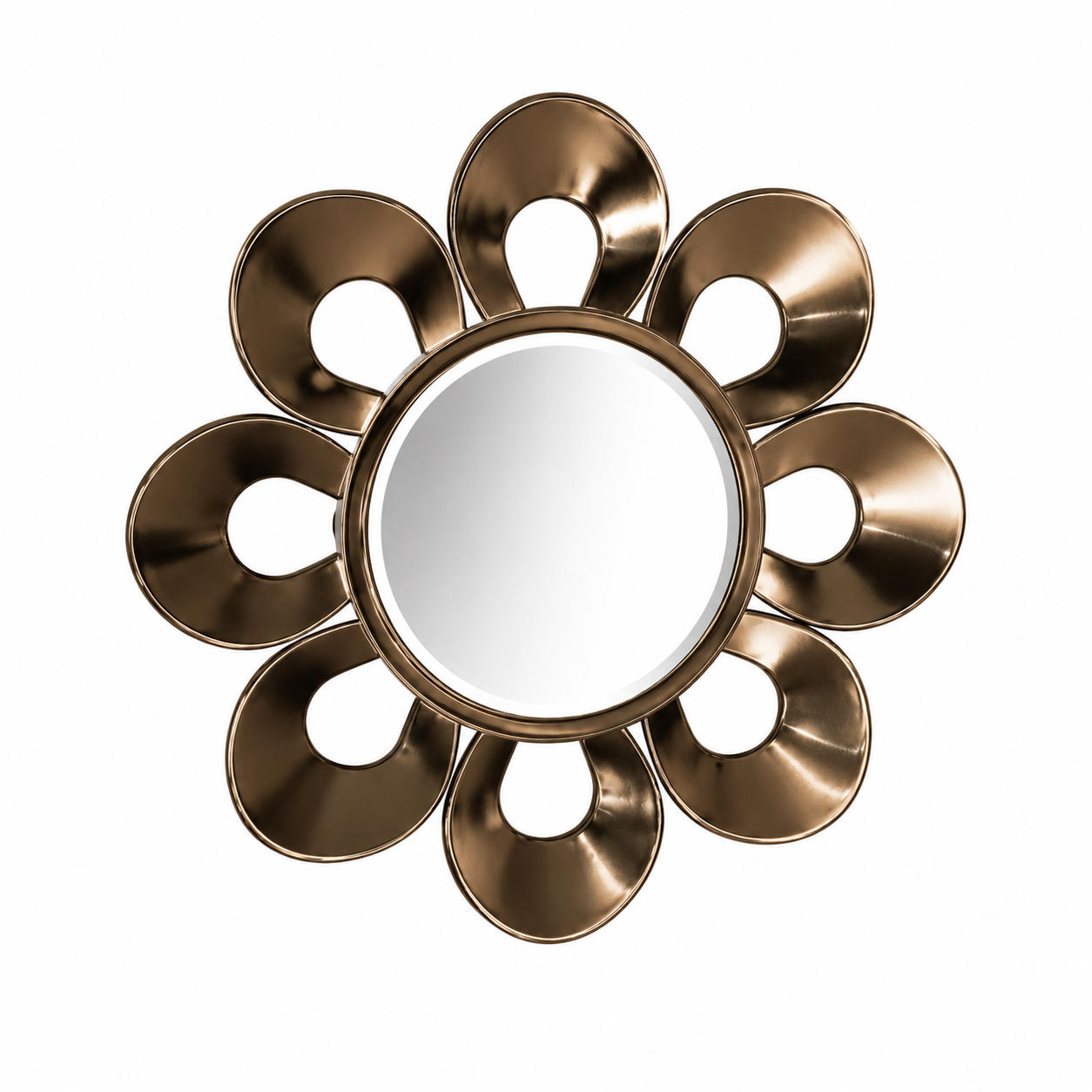 Bronze Petal Loop Round Wall Mirror