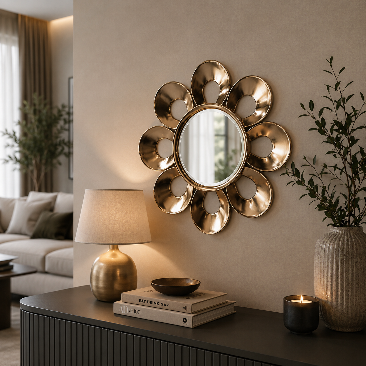 Bronze Petal Loop Round Wall Mirror 3