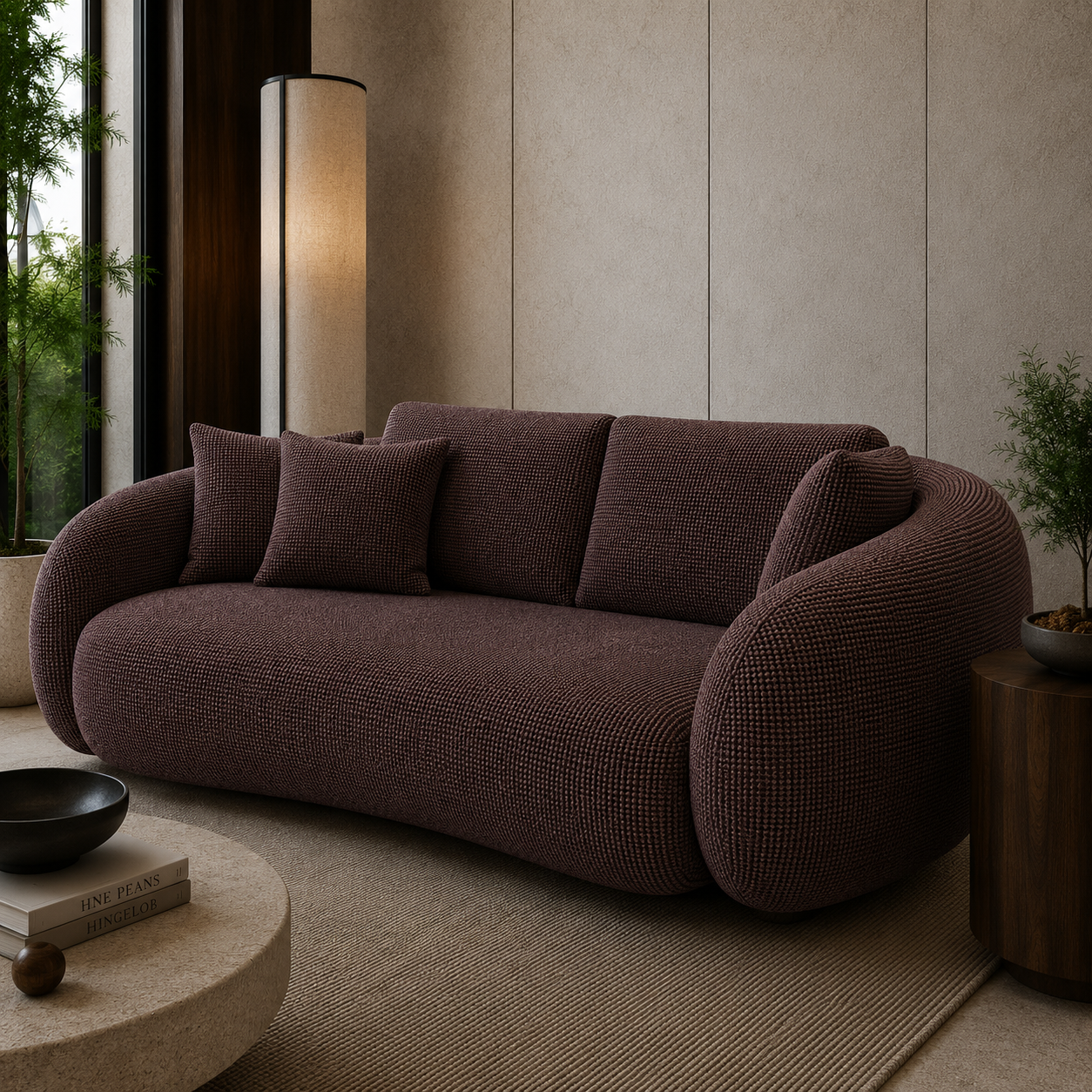 Dark Brown Woven Fabric Texture – Dense Pebbled Loop Weave 2