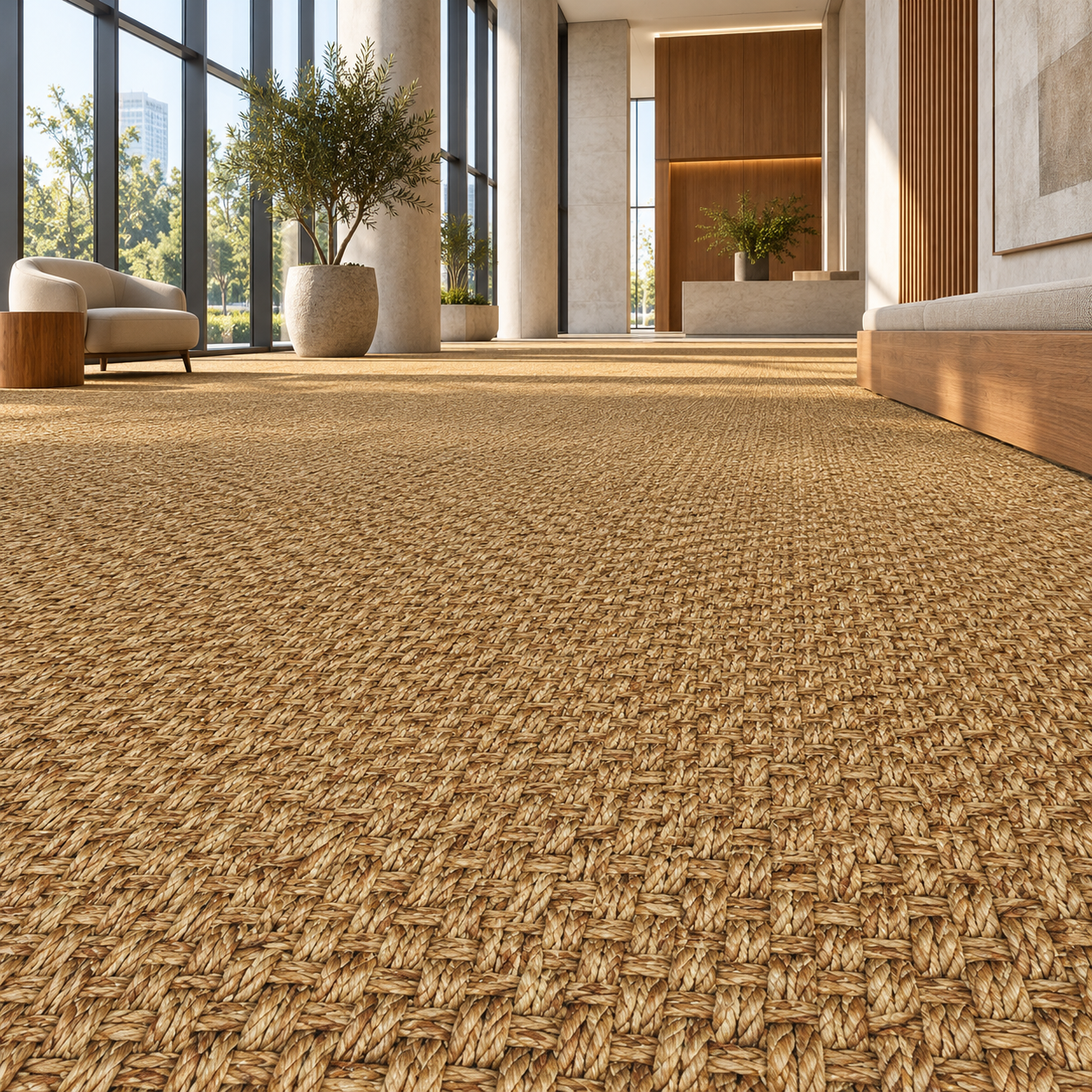 Golden Straw Chunky Basket Weave Carpet Texture 2