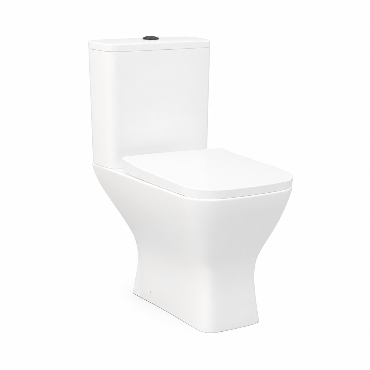 White Modern Toilet – Curved Pedestal Base 3D Model 1