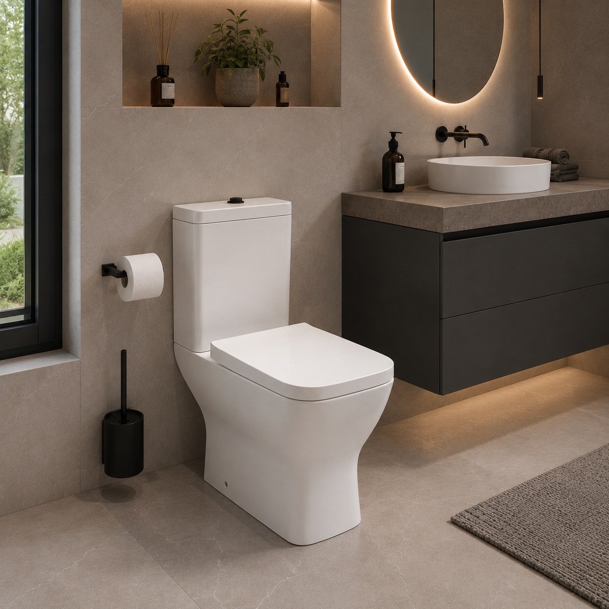White Modern Toilet – Curved Pedestal Base 3D Model 2