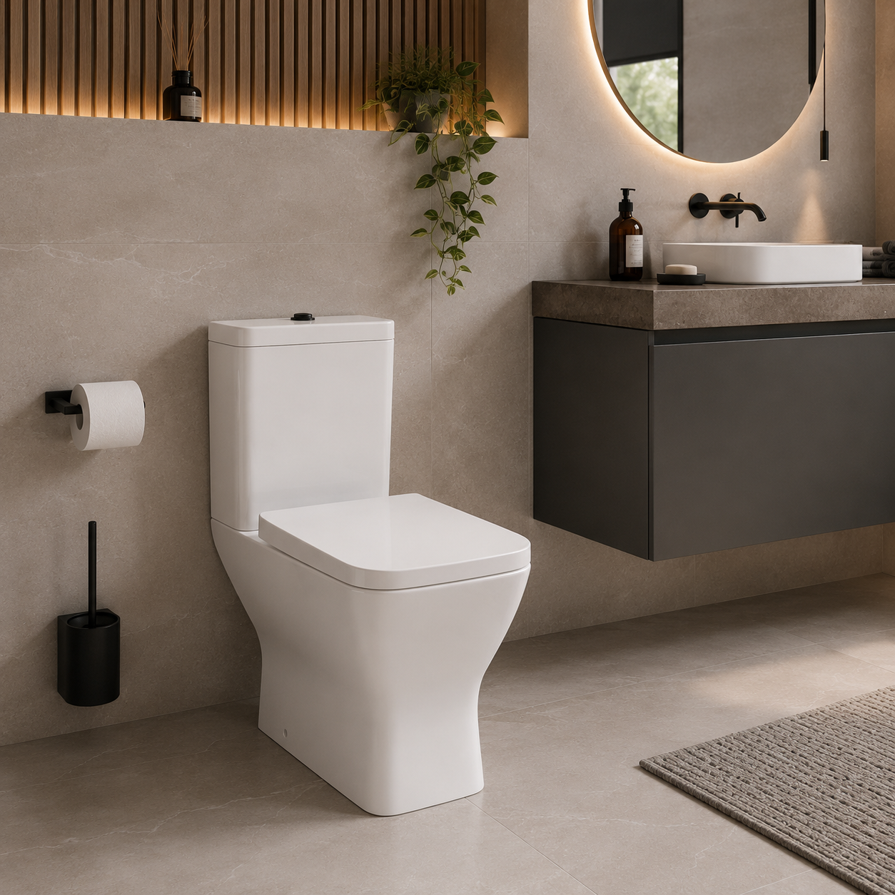 White Modern Toilet – Curved Pedestal Base 3D Model 3