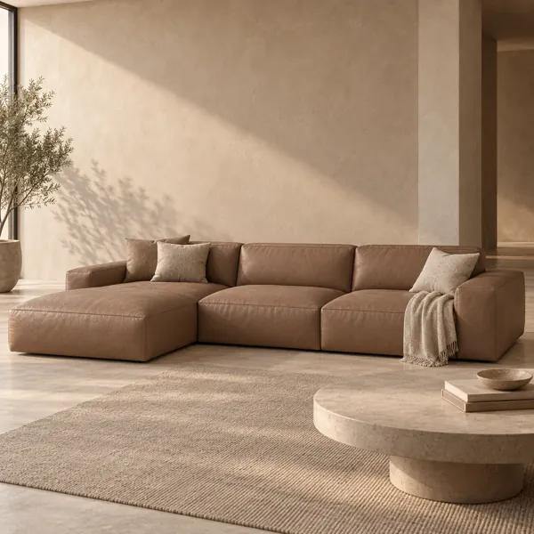 Warm Taupe Fine Grain Leather Texture back
