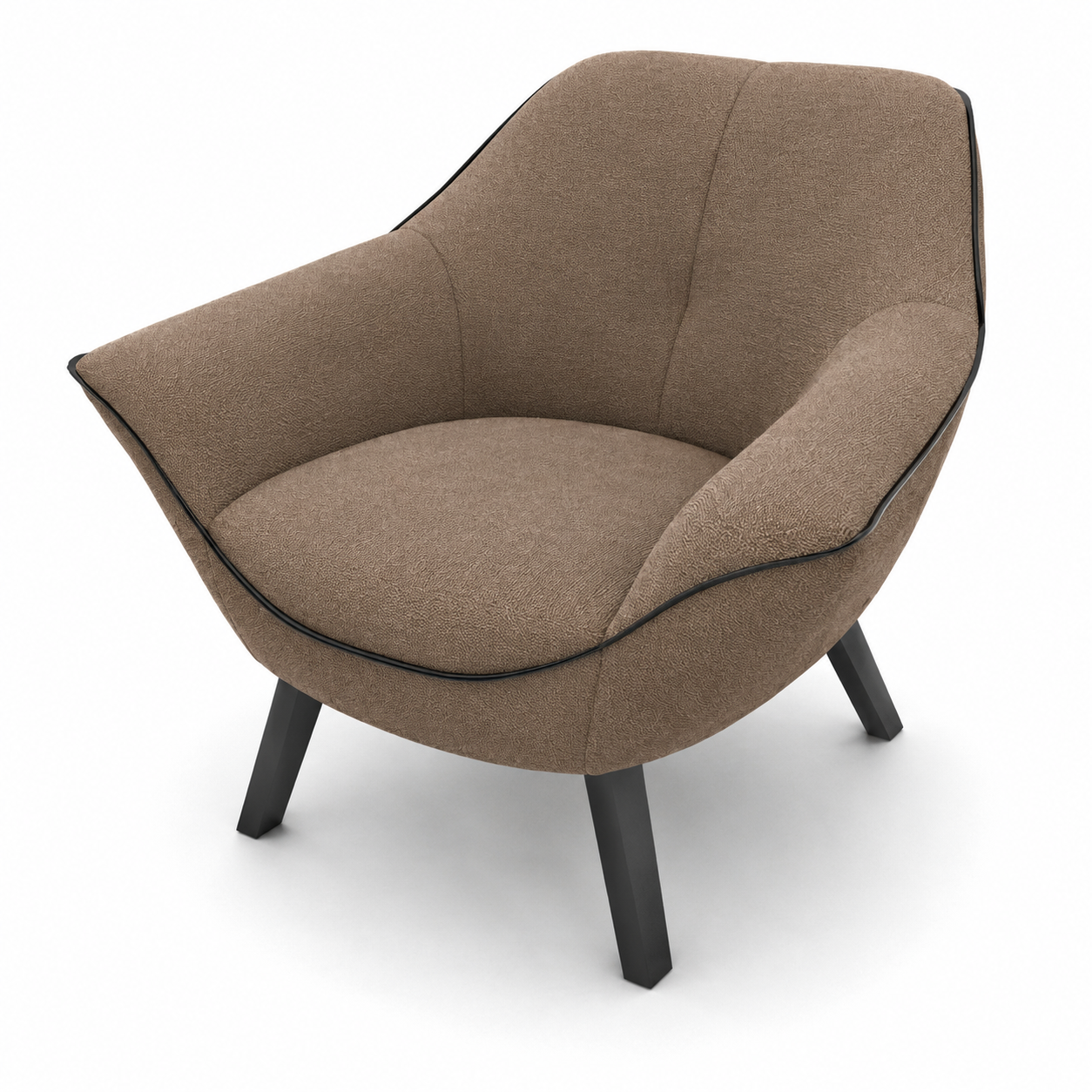 Taupe Wraparound Lounge Armchair 3D Model 3