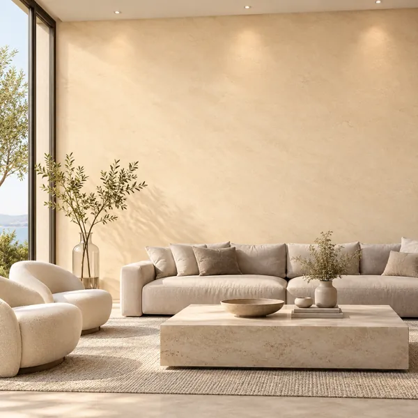 Warm Cream Soft Trowel Plaster Texture back