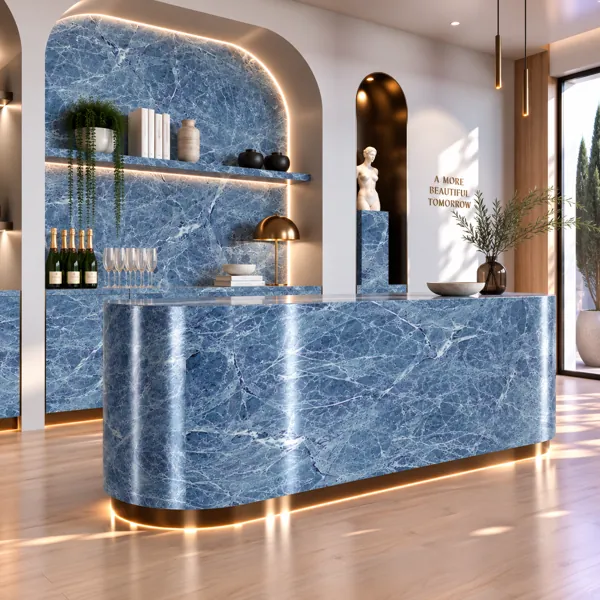 Deep Blue Icy Web Vein Marble Texture back