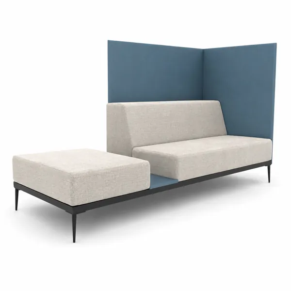 Ivory Modular Lounge Bench – Blue Corner Privacy Panels 3D Model