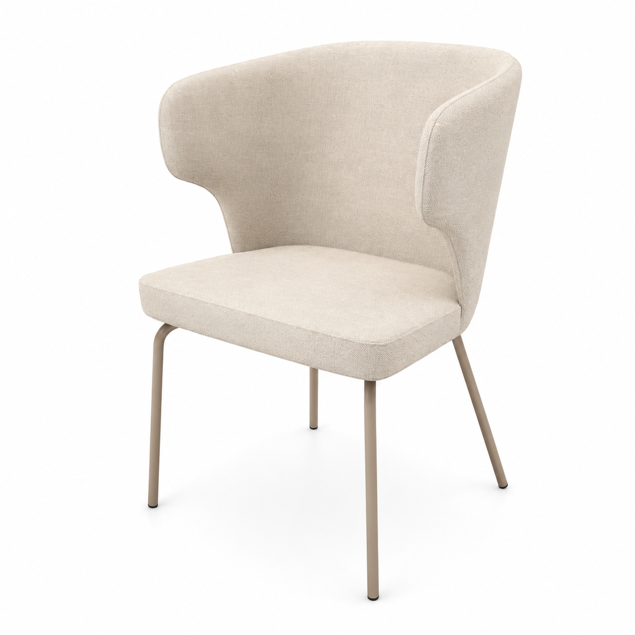 Ivory Upholstered Wingback Dining Chair 3D Model 3