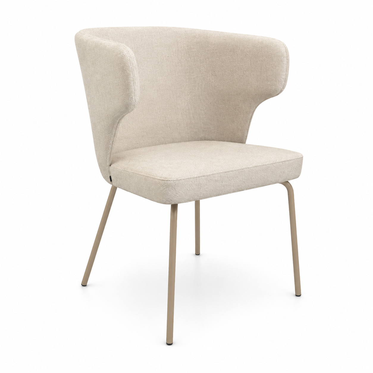 Ivory Upholstered Wingback Dining Chair 3D Model 1
