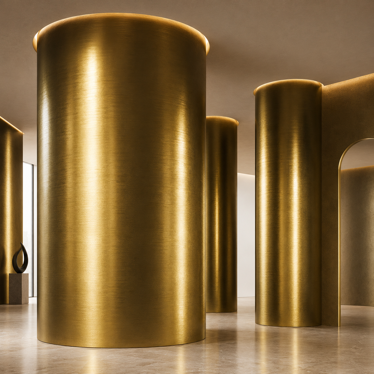 Warm Gold Brushed Reflective Metal Texture 2