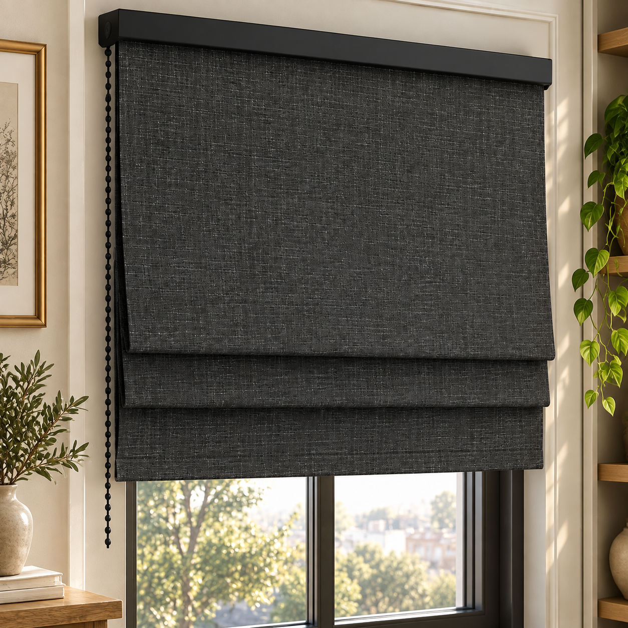 Black and White Roman Shade Set 3D Model 2