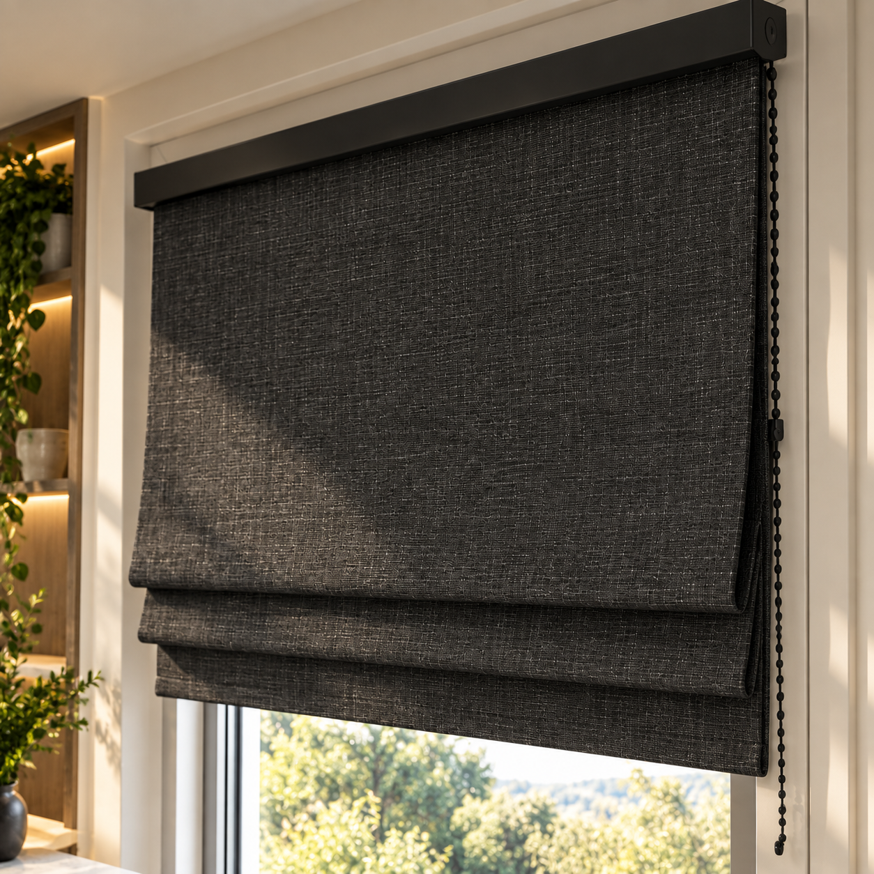 Black and White Roman Shade Set 3D Model 6